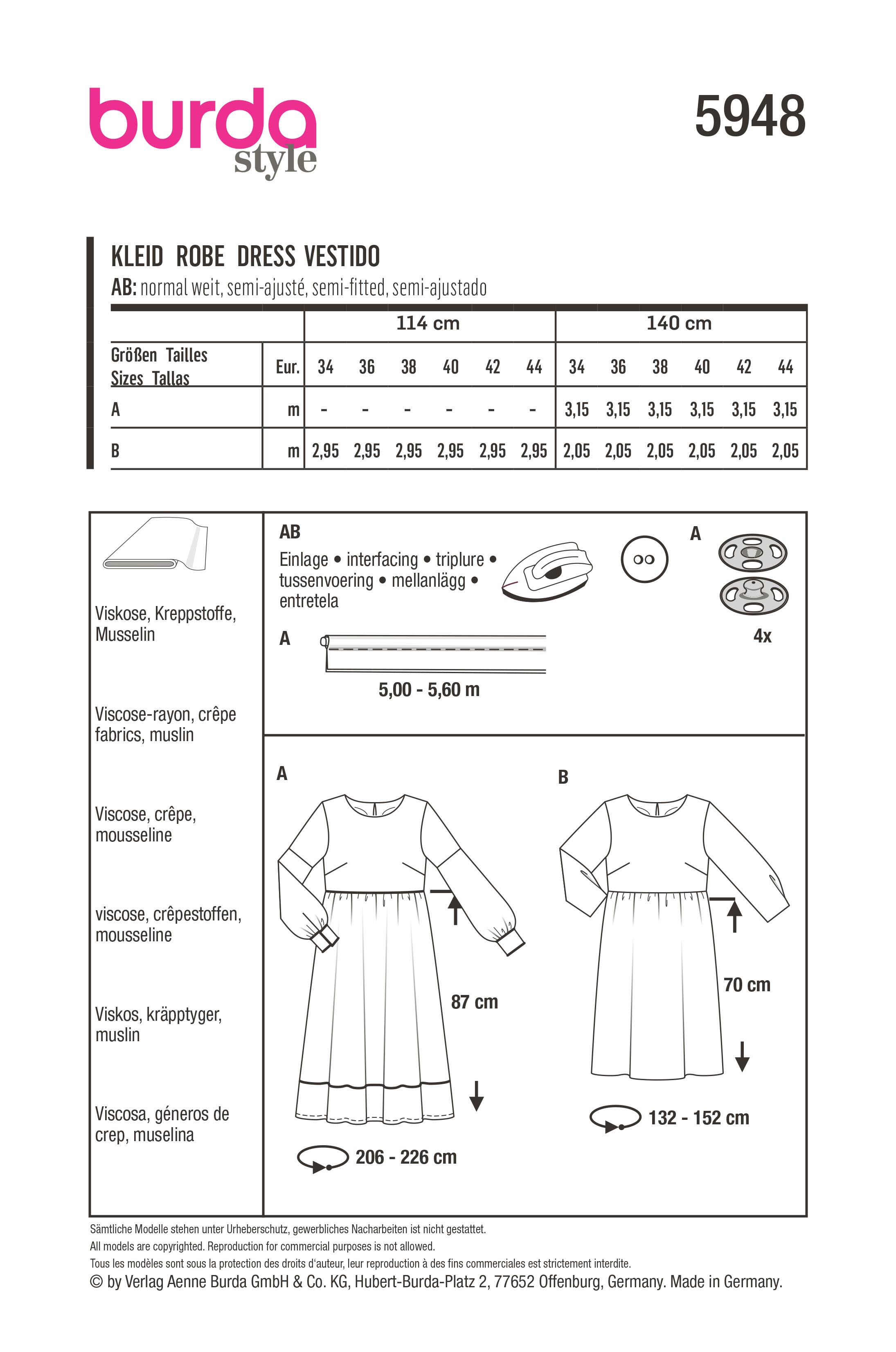 Jurken - BURDA Patroon 5948 - Jurk | Koopt U In Onze Online Webwinkel ...